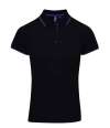 PR619 Premier Ladies Contrast Coolchecker® Piqué Polo Shirt Black / Purple colour image
